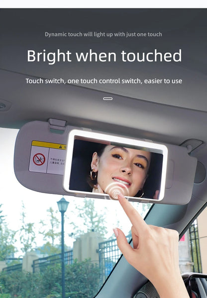 Car Interior Mirrors Sun Visor Plate LED HD Makeup Mirror for Girls Women Rechargeable Fill Light Universal Thin Vanity Mirror