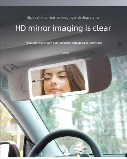 Car Interior Mirrors Sun Visor Plate LED HD Makeup Mirror for Girls Women Rechargeable Fill Light Universal Thin Vanity Mirror