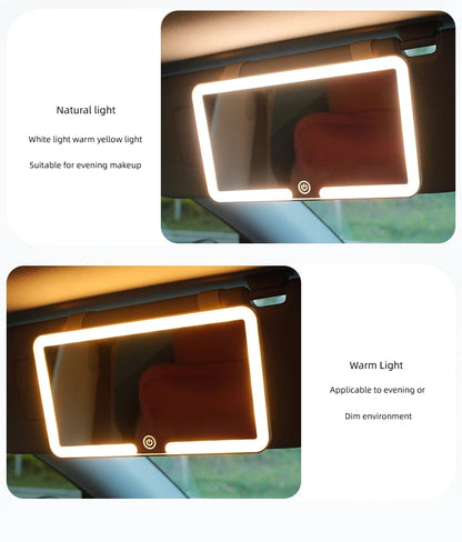 Car Interior Mirrors Sun Visor Plate LED HD Makeup Mirror for Girls Women Rechargeable Fill Light Universal Thin Vanity Mirror